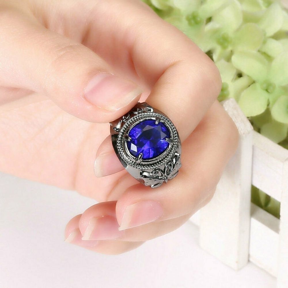 Blue Black Rhodium Plated Ring